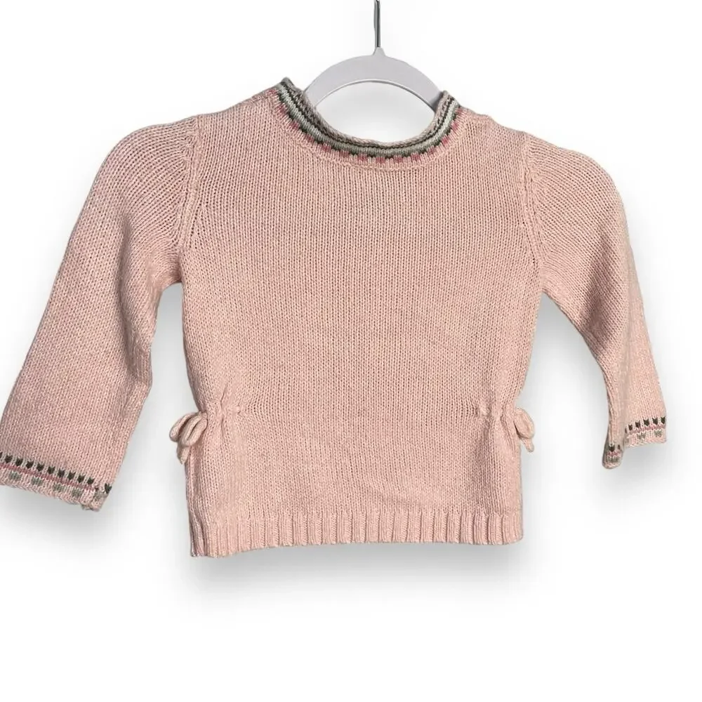 Carter's Long Sleeve Cable Knit Sweater Toddler Girls 2T Pink Mixed Media Casual